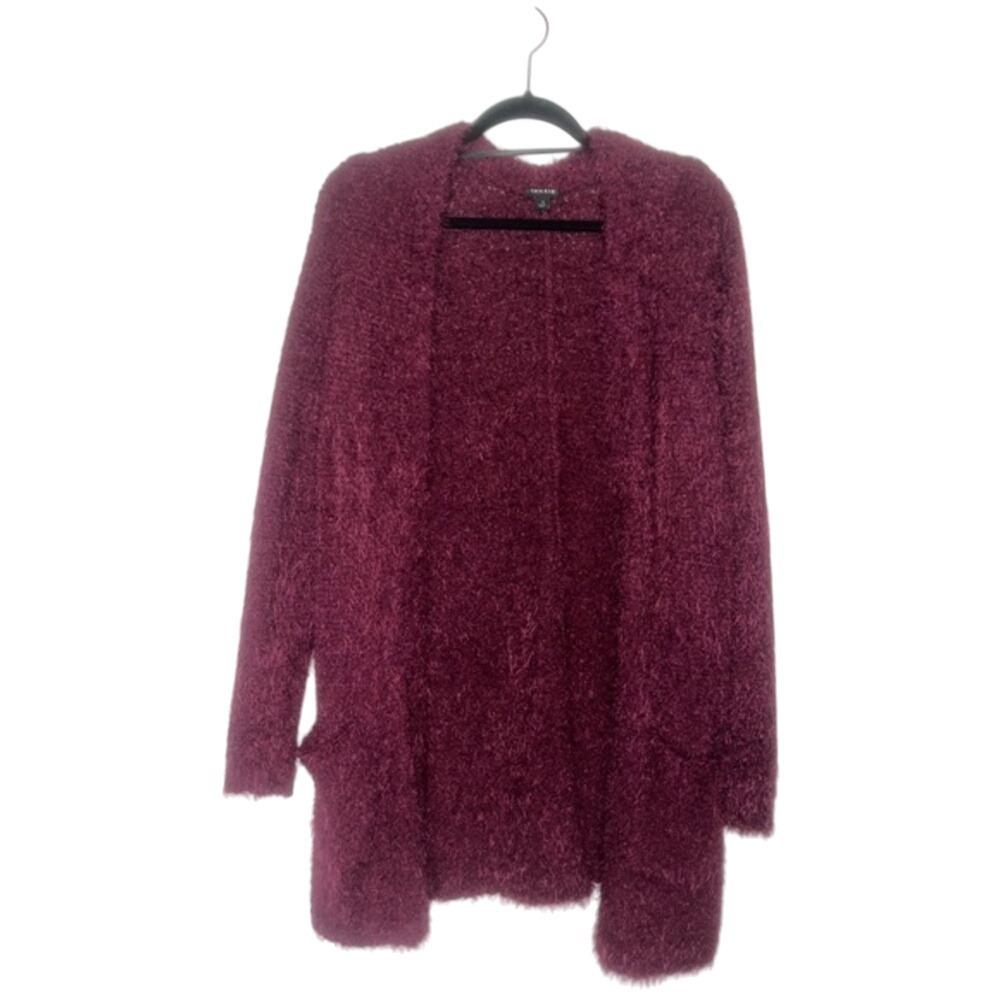 ✨Torrid Maroon Fuzzy Knit Open Front Cardigan Sweater Plus Size Women’s Size 1‎